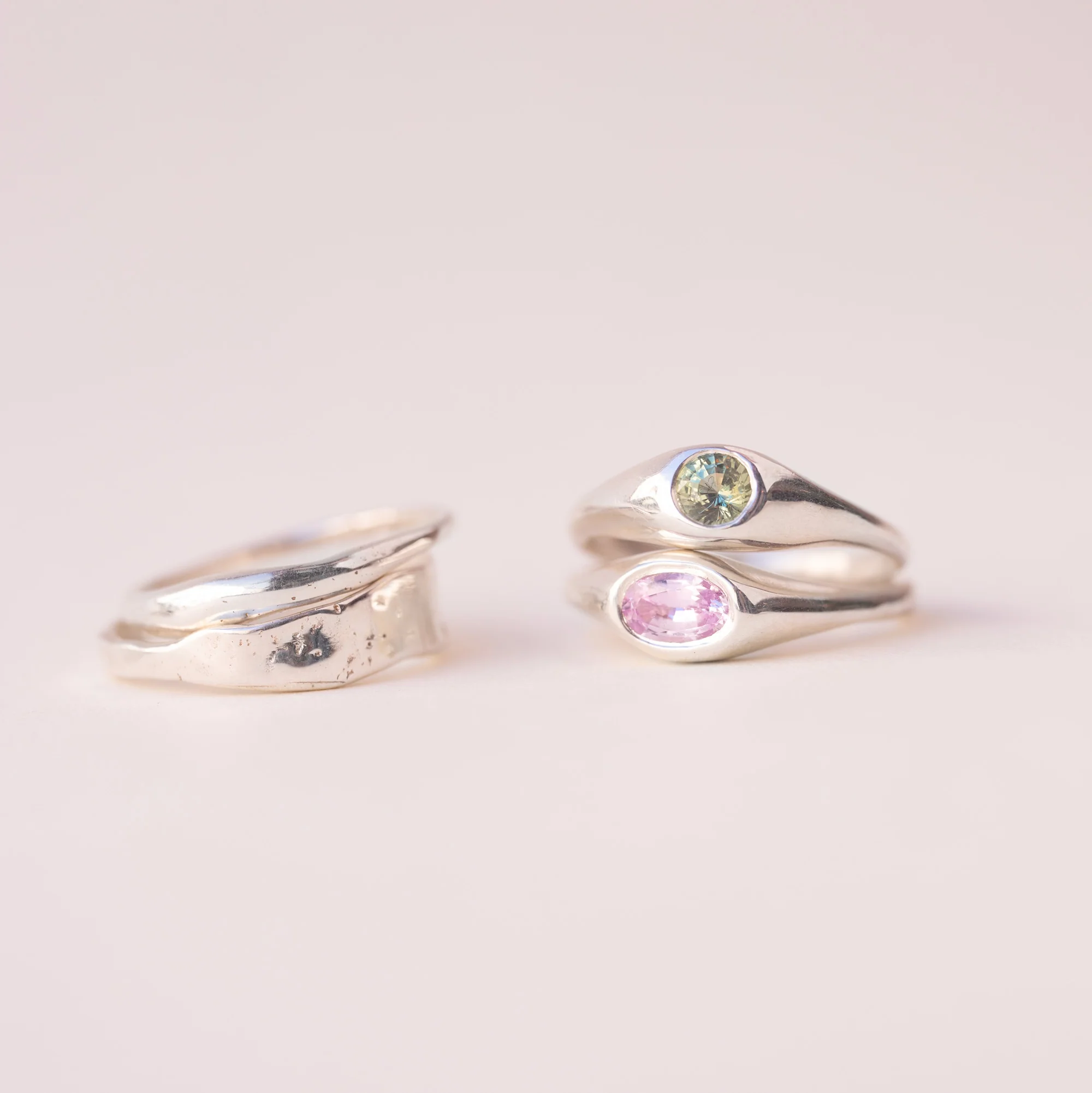 Silver Bold Bonbons - Green sapphire - Image 3