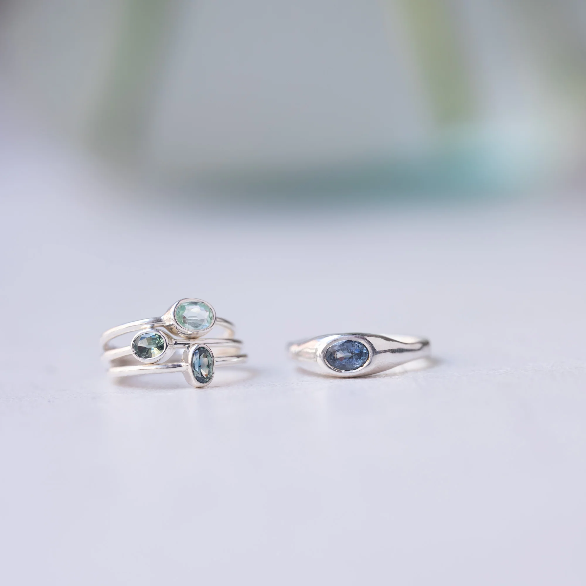 Silver Bold Bonbons - Hazy Blue Sapphire - Image 3