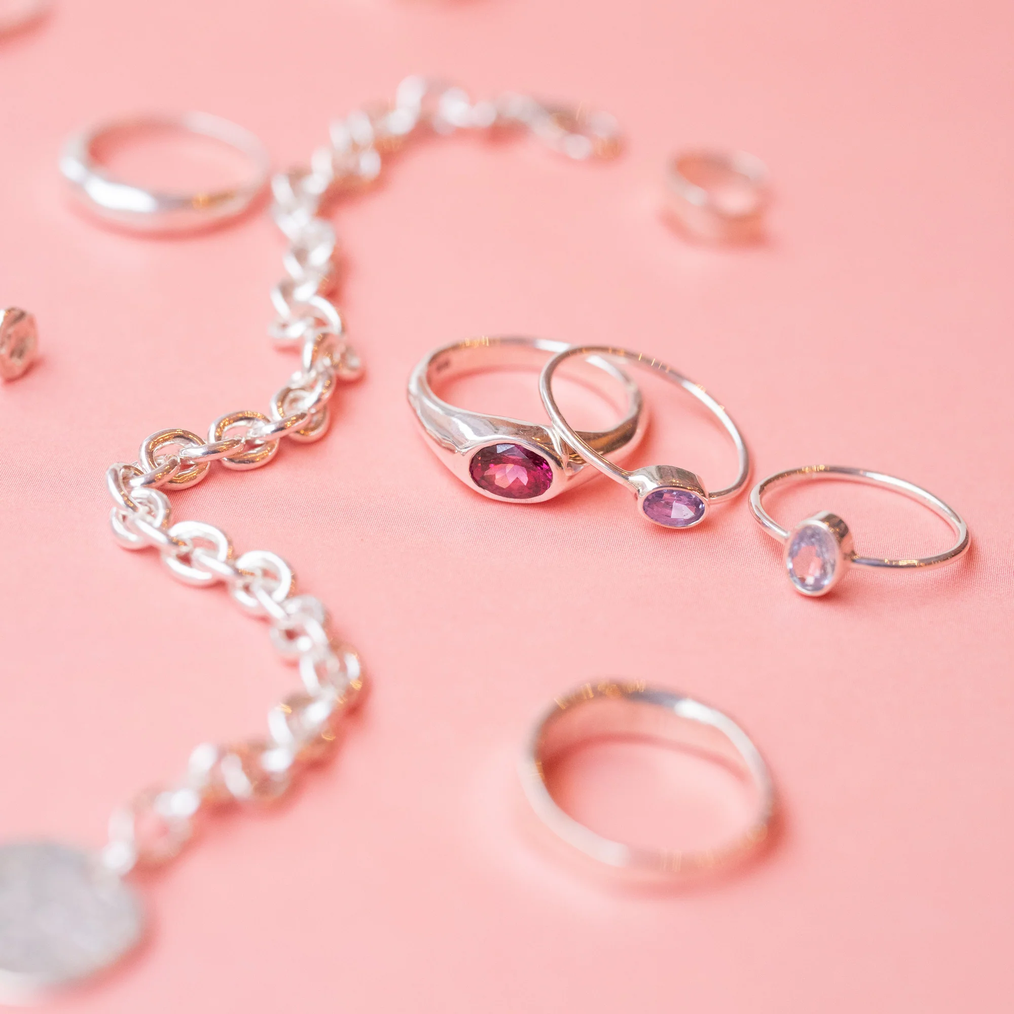 Silver Bold Bonbons - Rhodolit garnet - Image 3